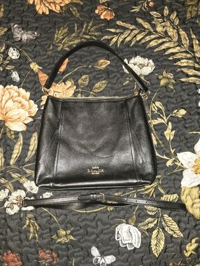 Coach Marlon Hobo Black Leather Shoulder Bag with Detachable Strap